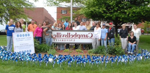 Campbellsville University's Carver School of Social Work and Counseling SWITCH Club members recently promoted the Pinwheel for Prevention campaign to help make a difference in the lives of children. Their efforts raised just under $300 which was given through the school system to local underprivileged children. (Cambpellsville University Photo by Rachel Crenshaw)